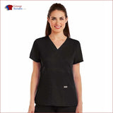 Barco Greys Anatomy 4153 3-Pocket Mock Wrap Top Black / M Clearance
