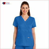 Barco Greys Anatomy 4153 3-Pocket Mock Wrap Top New Royal / Xs Clearance