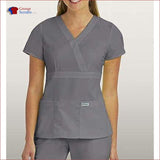 Barco Greys Anatomy 4153 3-Pocket Mock Wrap Top Nickel / Xs Clearance