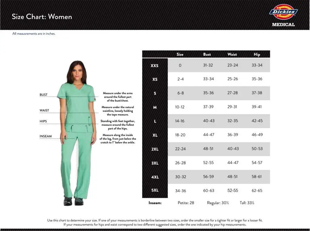 Dickies Women's Size Chart