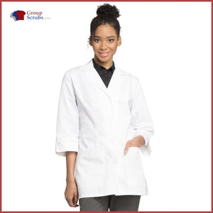 Cherokee Professional Whites 1470AB 30 Antimicrobial 3/4 Sleeve Lab Coat with Fluid Barrier White / 2XL Womens