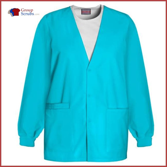 Cherokee Workwear Originals 4301 Cardigan Warm-Up Jacket Turquoise / 2Xl Womens