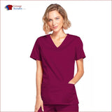 Cherokee Workwear Core Stretch 4728 Mock Wrap Top Wine / 2XL Womens