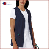 Cherokee Fashion Solids 1602 Button Front Vest Navy / 2Xl Womens