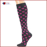 Cherokee Footwear Printsupport 12 Mmhg Compression Support Socks Grey/pink Polka Dot / One Size Womens