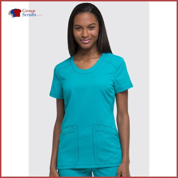 Dickies Dynamix Dk720 Rounded V-Neck Top Teal Blue / 2Xl Womens