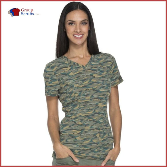 Dickes Essence Dk808 V-Neck Top Get Back In Line Olive / Xxs Womens