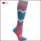 Cherokee Infinity Footwear Kickstart 15-20 Mmhg Support Compression Socks Coral Blue Chevron / One Size Womens