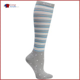 Cherokee Infinity Footwear Kickstart 15-20 Mmhg Support Compression Socks Stripes N Dots / One Size Womens