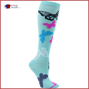 Cherokee Footwear Printsupport 12 Mmhg Compression Support Socks Butterfly Away / One Size Womens