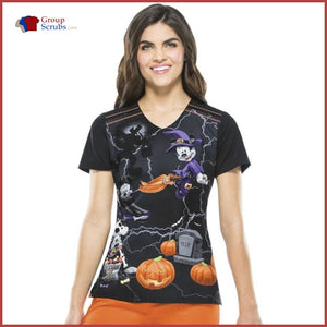 Tooniforms Halloween Tf608Xb6 V-Neck Top Witching Hour / L Womens