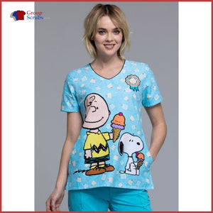 Tooniforms Tf618 V-Neck Top Chill Charlie Brown / 2Xl Womens