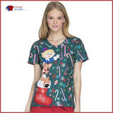 Tooniforms Tf626 V-Neck Top Rudolph Candyland / S Womens