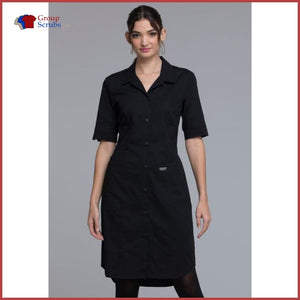 Cherokee Workwear Professionals Ww500 Button Front Dress Black / 2Xl Womens