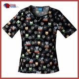 Cherokee Scrub Hq 4820C Round Neck Top Woodland Friends / L Clearance